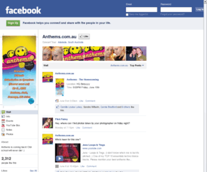 anthems.com.au: Incompatible Browser | Facebook
 Facebook is a social utility that connects people with friends and others who work, study and live around them. People use Facebook to keep up with friends, upload an unlimited number of photos, post links and videos, and learn more about the people they meet.