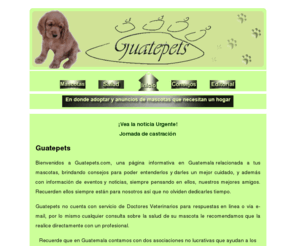 guatepets.com: www.guatepets.com
Pagina informativa en Guatemala sobre mascotas y sus cuidados, con consejos, articulos, noticias y eventos  en Guatemala 