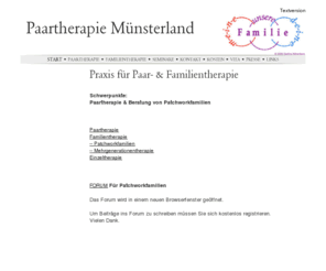 familientherapie-muenster.com: Praxis für Paar- & Familientherapie
Praxis für Familientherapie, Münster, Patchworkfamilie, Beratung, Therapie, Seminare, Münster,