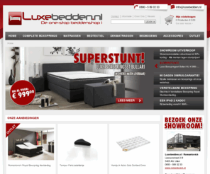 bedtextiel-online.com: Luxebedden.nl - Boxsprings en bedden online
Online voordelig complete boxsprings, matrassen, bedtextiel, enz. Op Luxebedden.nl vind u een breed assortiment bedden. Stel met behulp van onze configurator uw eigen bed samen!