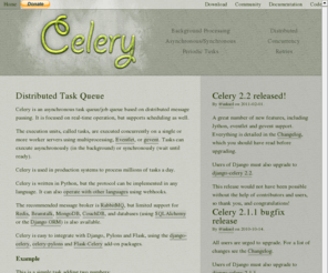 celeryproject.com: Celery - The Distributed Task Queue
open source distributed task queue