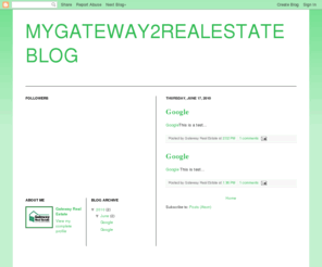 mygateway2realestateblog.com: Blogger: Blog not found
Blogger is a free blog publishing tool from Google for easily sharing your thoughts with the world. Blogger makes it simple to post text, photos and video onto your personal or team blog.
