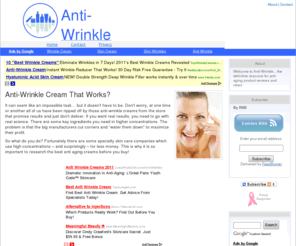 anti-wrinkle.org: Anti-Wrinkle | The Truth About Anti Wrinkle Creams
Find out which anti wrinkle cream products are best and which creams are scams. Our reviews reveal the truth about anti-aging products.