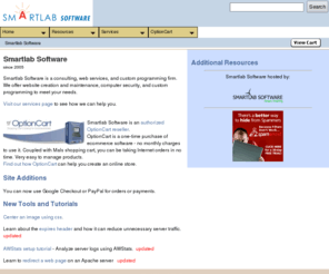 smartlabsoftware.com: Website Services - Custom Programming - OptionCart Reseller | Smartlab Software
Smartlab Software offers website services, custom programming, and is an OptionCart reseller.