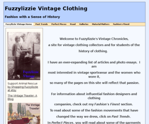 fuzzylizzie.com: Fuzzylizzie Vintage Clothing Fashion History
Fuzzylizzie Vintage, a site for vintage clothing collectors & students of fashion history. I am most interested in vintage sportswear & the women who wore it & many of my pages reflect this.