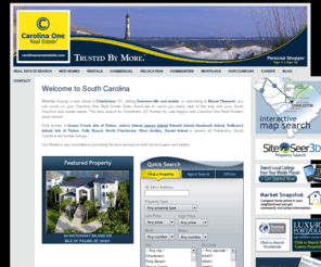 mycarolinaone.com: Charleston South Carolina Real Estate, Mount Pleasant Real Estate, Summerville, SC Homes
Looking for Charleston South Carolina real estate? Carolina One is the preferred realtor for homes in Mount Pleasant, Summerville, James Island, Goose Creek and other South Carolina locations