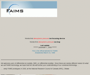 faims.com: FAIMS' Homepage
Development of Instrumentation, ESI-FAIMS-MS