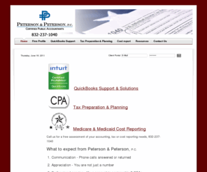 petersonandpeterson.com: Houston, TX CPA Peterson & Peterson Accounting taxes
Providing business tax planning and preparation, QuickBooks support and cost report preparation to owner operated businesses by CPAs. 