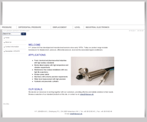 hfjensen.dk: H F JENSEN - Sensor Technology
Measurement, Displacement, transducer, pressure, level, differential pressure, industrial amplifiers, transmitter, level transmitter, pressure transdu