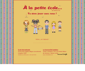 bonbonville.com: A la petite cole - Site pour enfants
Site conu pour les jeunes de 2  10 ans et leurs parents. Des jeux interactifs, des coloriages, paroles et musique de chansons enfantines, des jeux  imprimer et bien plus.