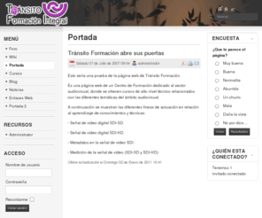 transitoformacion.es: Portada
Joomla! - el motor de portales dinámicos y sistema de administración de contenidos