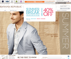 banaarepublic.com: Apparel, Handbags, Shoes and Accessories for Women and Men | Free Shipping on $50 | Banana Republic
BananaRepublic.com offers modern, refined clothing for men and women, plus shoes and accessories. Now also offering the most sizes for Petites, Women's Tall and Men's Big and Tall styles, available only online. We offer what you want to wear to work.