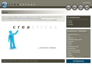 creactivas.com.ar: CREACTIVAS Consultora Administrativa Desarrolo Web y Publicidad
Creactivas.com.ar es el sitio de administracion, diseño web y marketing con mayor profesionalismo de la zona. Nos mantenemos continuamente actualizados con las ultimas tecnologias.