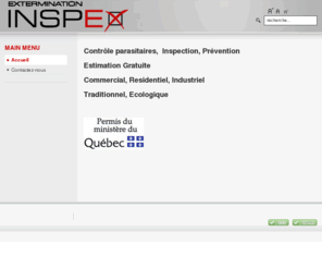 ex-inspex.com: Extermination Inspex
Contrôle parasitaires,  Inspection, Prévention
Estimation Gratuite 
Commercial, Residentiel, Industriel
Traditionnel, Ecologique