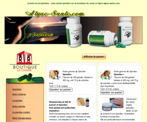 algue-sante.com: Achat de spiruline sur la boutique de vente en ligne algue-sante.com
Algue Santé est une boutique qui propose la vente en ligne d'un complément alimentaire naturel : la spiruline