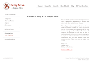 berrycom.com: Berry & Co.
Berry & Co Antique Silver vast selection of silver, odd things not found elsewhere. Buy online or call 408-621-3924. In business since 1989, Your satisfaction is guaranteed.