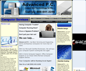advancedpc.net: Advanced P.C.
Website Design,  Computer Service and Computer Repair.

Network Service, Network Install.