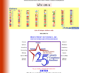 irfutures.com: Series 3 training, Futures Options CTA ddocs Compliance Consulting resource
Investment Reference is your one-stop futures, options and forex source