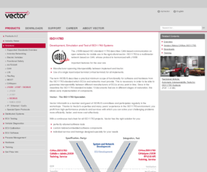 isobus-solutions.com: Vector: Software + Services for Automotive Engineering
Software and engineering services for the networking of electronic systems in the automobile and related industries (CAN, CANopen, J1939, LIN, FlexRay, etc.).