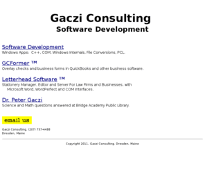 letterheadsoftware.com: GACZI CONSULTING
Gaczi Consulting - Software Development, GCFormer (TM), and Letterhead Software (TM) 