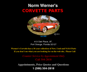 wernersparts.com: Norm Werner's Corvette Parts
corvette parts, rebuilt, new, nos, reproduction, used, 1958, 1962, 1975, 1980, 1982, brakes, discontinued