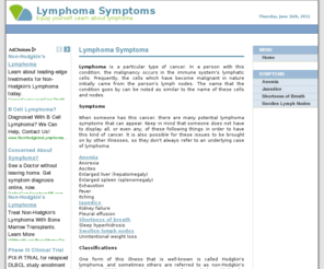 lymphomasymptoms.org: Lymphoma Symptoms
Learn about lymphoma symptoms and other aspects of this form of cancer.