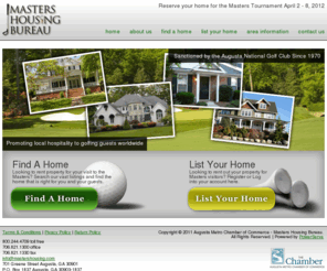 mastershousing.com: Masters Housing Bureau
masters housing bureau | augusta ga | Sanctioned by the augusta national golf club | find a home | list your home