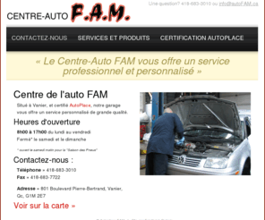 autofam.ca: Garage Vanier | Le Centre-Auto FAM : Garage à québec. Freins, pneus, mécanique, alignement. Vanier QC
