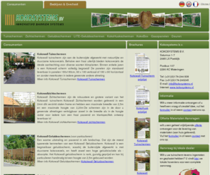 kokosystems.nl: Kokosystems - Tuinschermen en Geluidsschermen. Natuurlijke en begroeibare schuttingen
Kokosystems leverancier van Kokowall, tuinschermen, geluidsschermen, schuttingen, tuin hekwerk, Kokohusk, schutting, tuinscherm, tuinhek, erfafscheiding, tuinafscheiding, afrastering, omheining