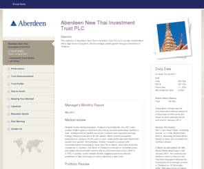 newthai-trust.org: New Thai Investment Trust, Aberdeen New Thai Investment Trust - Aberdeen Asset Management - Aberdeen New Thai Investment Trust PLC
Let us bring Asia to you. Our New Thai investment trust focuses on the growth potential of Thailand. Visit our webwebsite for more information.