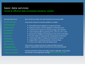 basicdata.net: Custom databases, process automation applications, and utilities
Basic Data Services web page with information about Basic Data Services, LLC