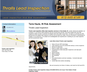 wabashvalleyleadinspection.com: Lead Inspection - Terre Haute, IN - Thralls Lead Inspection
Thralls Lead Inspection offers lead inspection services in Terre Haute, IN. Call 812-645-4149 for details.