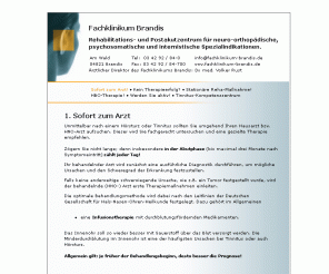 akuter-tinnitus.de: Akuter Tinnitus - Sofort zum Arzt! - Bei Tinnitus und Hörsturz eine Klinik für Behandlung und Therapie besuchen
1. Sofort zum ArztUnmittelbar nach einem Hörsturz oder Tinnitus sollten Sie umgehend Ihren Hausarzt bzw. HNO-Arzt aufsuchen. Dieser wird Sie fachgerecht untersuchen und eine gezielte Therapie empfehlen.