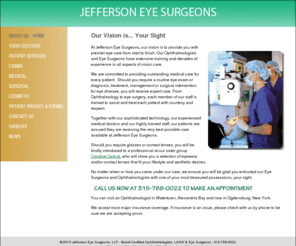 jeffersoneyesurgeons.com: Ophthalmologists-Eye Surgeons-Watertown NY-Alexandria Bay NY-Ogdensburg NY-Gluacoma Cataracts Laser Eye Surgery-Watertown NY-Alexandria Bay NY-Eye Diseases-LASIK-Refractive Surgeons-BOTOX-Ophthalmologist
Ophthalmologists & Eye Surgeons practicing LASIK, Refractive Laser, Cataract & Glaucoma eye surgery in Watertown, Alexandria Bay & Ogdensburg NY, ophthalmologist,