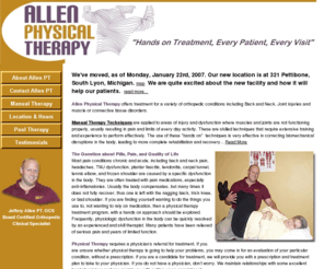 allenphysicaltherapy.com: Allen Physical Therapy South Lyon Michigan
Allen Physical Therapy helps its South Lyon Patients for a variety of ailments.