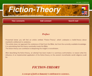 fiction-theory.com: Fiction Theory
A concept of faith on humanity’s entitlement to existence...