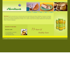 nambisansghee.com: Nambisan's Dairy Pvt Ltd. | Manufacturer of authentic dairy foods | Butter | Ghee | Kerala, Tamil Nadu & Andamans
Nambisans is the manufacturer of authentic dairy foods mainly Butter and Ghee. Nambisans has been in business now for 73 years and is very popular household name in Kerala, Tamil Nadu & Andamans.