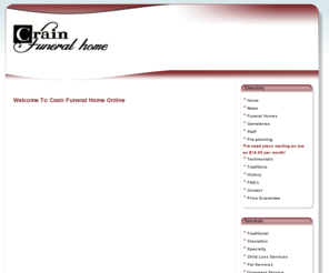 crainsonline.com: Crain Funeral Home
Crain fumeral home serving southern Illinois and southeast missouri.