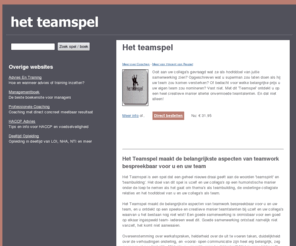 het-teamspel.info: Het Teamspel Voor (team) Coaches En Trainers
Het Teamspel maakt de belangrijkste aspecten van teamwork bespreekbaar voor u en uw team