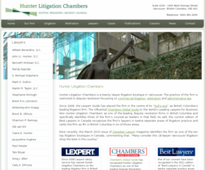 litigationchambers.com: Hunter Litigation Chambers - Litigation Counsel - Commercial Litigation, Vancouver, BC, Canada
Hunter Litigation Chambers is a litigation boutique in Vancouver, practising commercial litigation and administrative law. The law firm handles commercial litigation, land use litigation, products liability, class actions, administrative and public law.