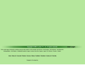 ayulabs.com: Alternative Medicine, Anti-Ulcerent, Anti-Amoebic, Anti-Asthmatic, Anti-Rheumatic, Antihyperlipimic, Anti-Diabetic, Antidandruff - Ayulabs
We supply Alternative Medicine like Anti-Ulcerent, Anti-Amoebic, Anti-Asthmatic, Anti-Rheumatic, Antihyperlipimic, Anti-Diabetic, Antidandruff products range in various forms like Capsule, Liquid, Oil, Ointment, Powder & Tablets.