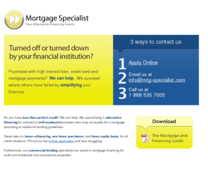 mtg-specialist.com: Mortgage Specialist
Alternative mortgage source in greater Ottawa area.