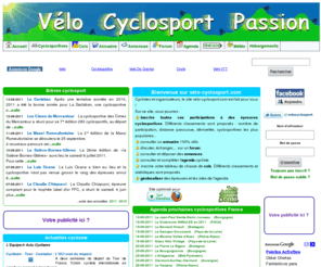 velo-cyclosport.com: Vélo Cyclosport Passion
site sur le cyclosport, calendrier cyclosportif et cycliste, gestion de ses cyclosportives, tout le vélo du web, annuaire vélo, forum sur le vélo, annonces gratuites