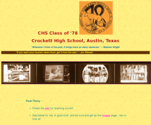 chs1978.net: Crockett High School Class of '78 (Austin, TX) Webpage
Crockett Class of '78 (Austin, TX) Webpage