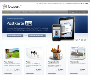 fotopost24.de: | Fotoservice fotopost24 ® || | Ihr Online Fotolabor für digitale Fotoentwicklung
Fotoservice fotopost24 ...digitoll! Ihr Online Fotolabor für digitale Fotos, Poster und Fotogeschenke. Abzüge von Ihren Digitalfotos ab 24 Stunden geliefert. Hier können Sie Digitalfotos entwickeln lassen.