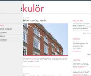 kulor.net: kulör - we are a london-based web design and development agency
kulör is a London-based digital design, strategy, and development agency specialising in the creation of beautifully functional websites and apps