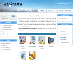 coffeecupcart.com: LiteCommerce online store builder
The powerful shopping cart software for web stores and e-commerce enabled stores is based on PHP / PHP4 with SQL database with highly configurable implementation based on templates.