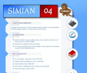 simian04.com: Simian 04 - (029) 2056 7196
Simian04 - Subtitling Services