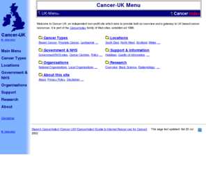 cancer-uk.org: UK CancerIndex
Extensive links to UK sites and organisations providing cancer information.