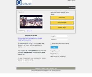 qcrack.com: Question-Page - The Never Ending Quiz on Movies
Qcrack is a never ending online bollywood  hindi  movie quiz, you can play never ending hindi movie quiz, Questions on bollywood filmy actors , Questions on bollywood filmy actress, Questions on film awards, Questions on hindi movies, Questions on Amitabh, Questions on Abhishek Bachchan , Questions on Aishwarya, Questions on Karina Kapoor, Questions on Shahrukh Khan, Questions on Salman Khan, Questions on Katerina Kaif, Questions on Priyanka Chopara, Quiz on Bollywood ; charset=utf-8